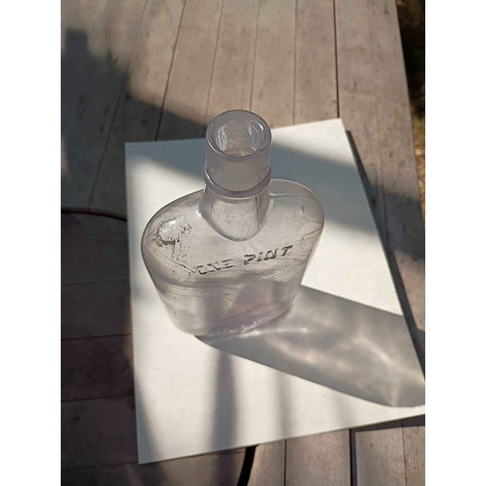 Vintage One Pint Glass Embossed Whiskey Bottle *empty